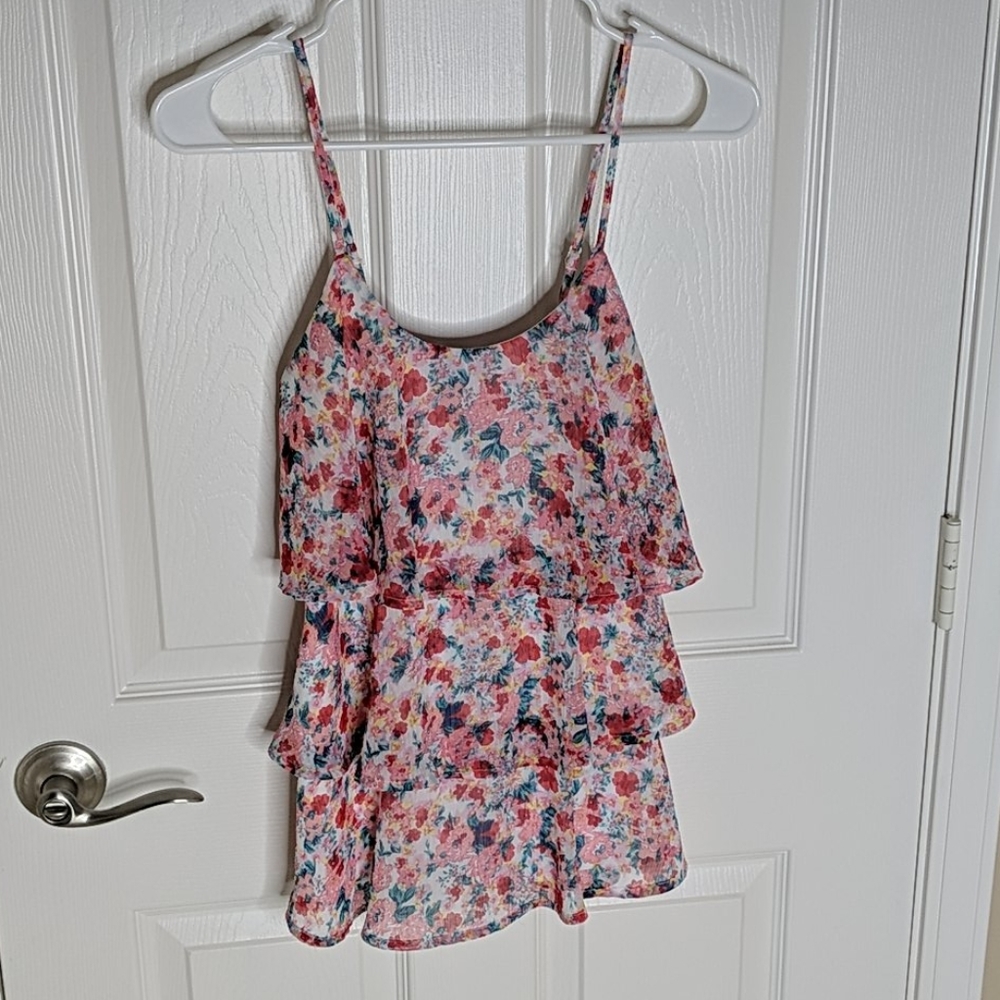 Candies Tiered Ruffles Floral tank top